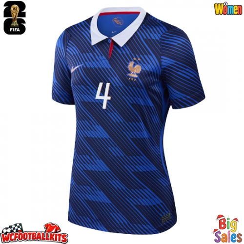 France Dayot Upamecano #4 Replica Home Stadium Shirt for Women World Cup 2026 Short Sleeve